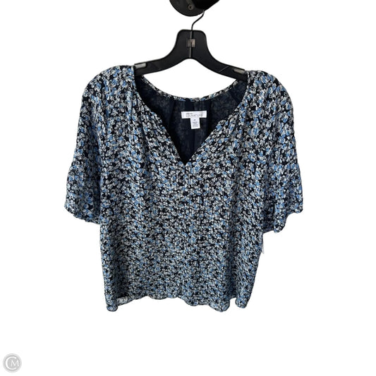 Top Short Sleeve By Nordstrom In Black & Blue, Size: M