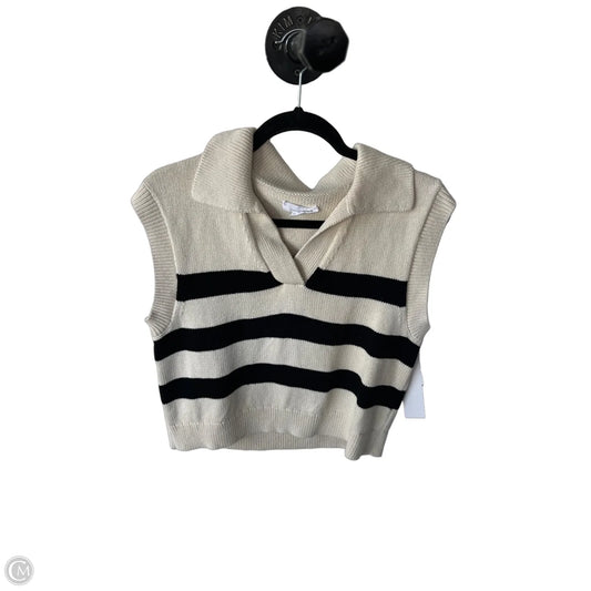 Vest Sweater By Velvet By Graham & Spencer In Black & Cream, Size: M