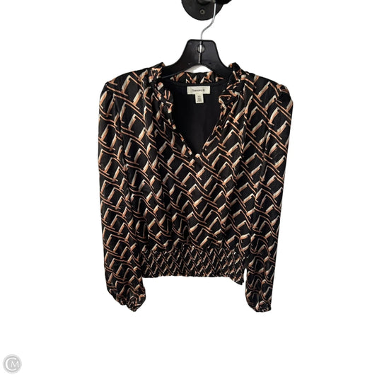Top Long Sleeve By Tamara H In Black & Brown, Size: S