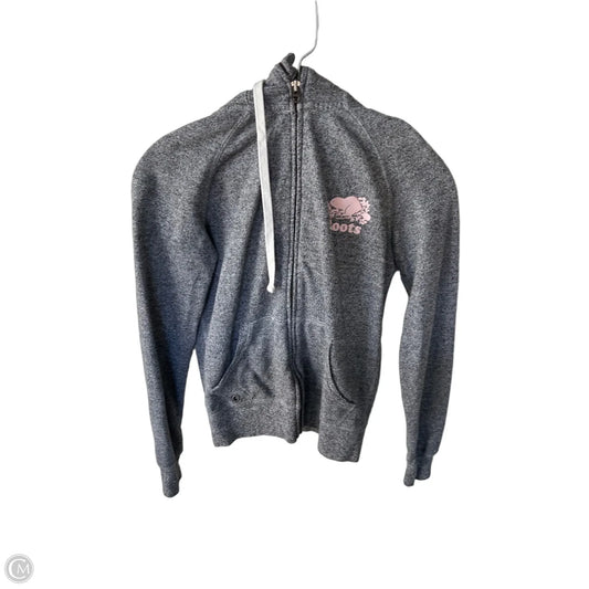 Sweatshirt Hoodie By Roots In Grey & Pink, Size: Xxs