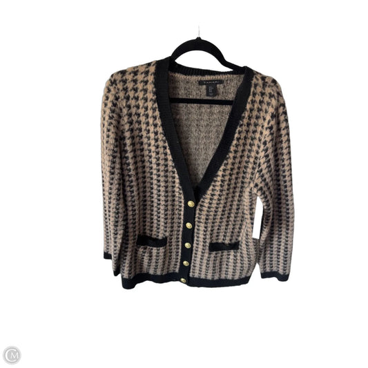 Sweater Cardigan By Tahari In Black & Tan, Size: M