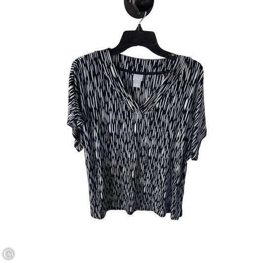 Top Short Sleeve By Chicos In Blue & White, Size: Xl