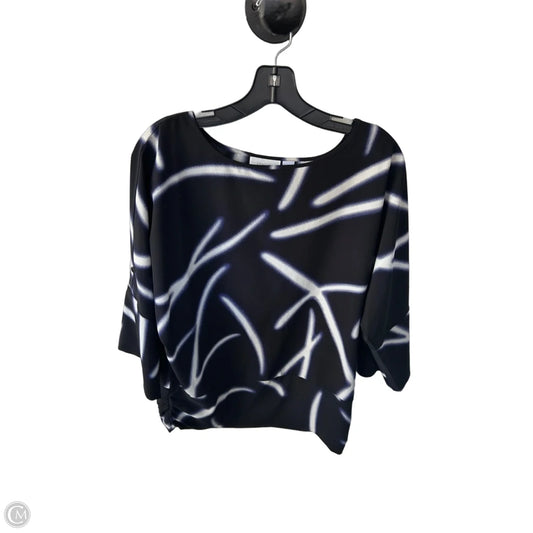 Top 3/4 Sleeve By Chicos In Black & Blue, Size: M