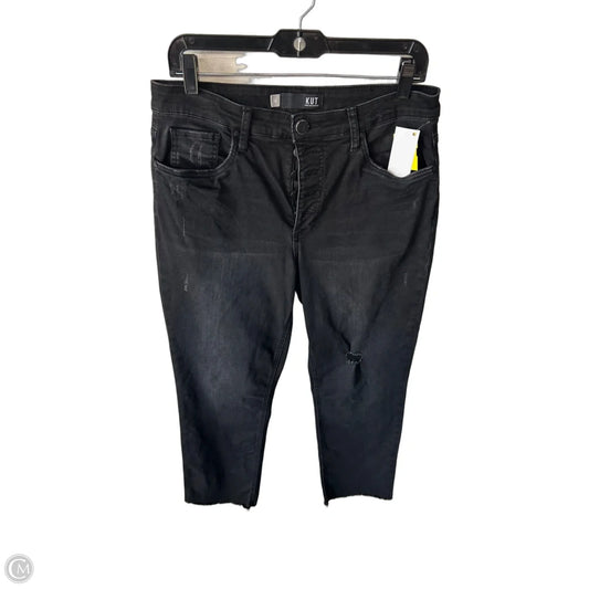 Jeans Straight By Kut In Black Denim, Size: 10