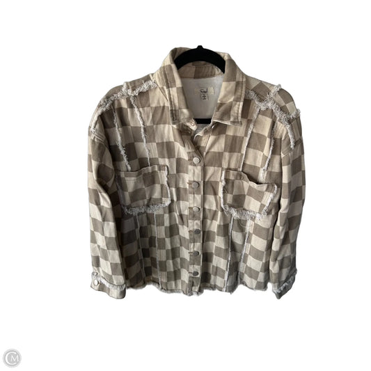 Jacket Shirt By Easel In Brown & Tan, Size: S