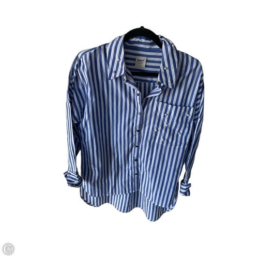 Blouse Long Sleeve By Clothes Mentor In Blue & White, Size: S