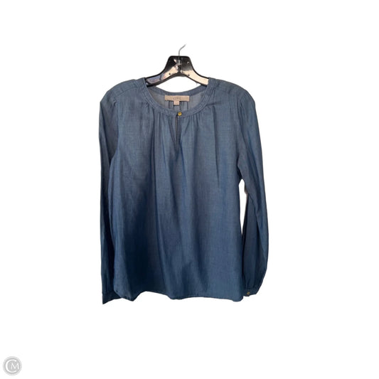 Top Long Sleeve By Loft In Blue Denim, Size: Xs