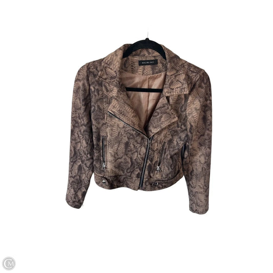 Jacket Moto By Clothes Mentor In Snakeskin Print, Size: S