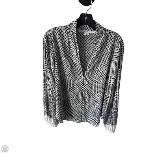 Blouse Long Sleeve By Veronica Beard In Black & Cream, Size: L