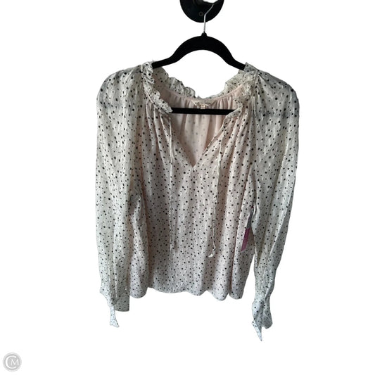 Top Long Sleeve By Rebecca Taylor In Black & Cream, Size: L