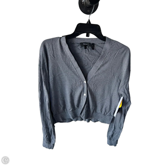 Sweater Cardigan By Theory In Grey & White, Size: L