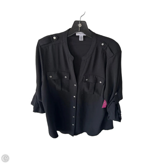 Top Long Sleeve By Calvin Klein In Black, Size: L