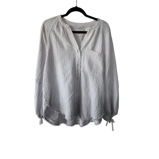 Top Long Sleeve By Aerie In Purple & White, Size: S