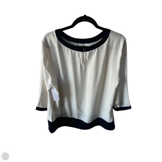 Blouse 3/4 Sleeve By Talbots In Blue & Cream, Size: 1x