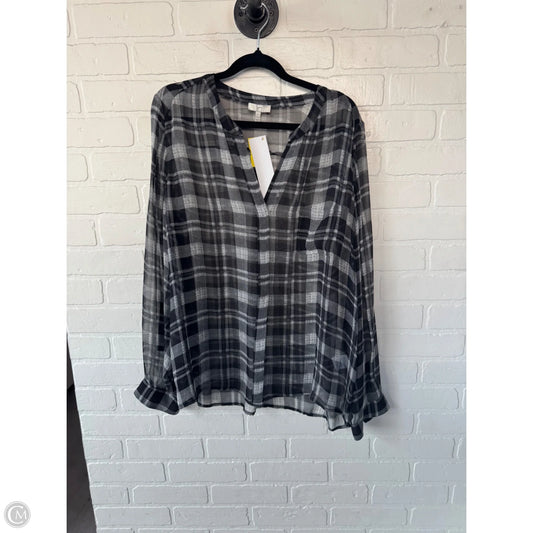 Top Long Sleeve By Joie In Black & White, Size: L