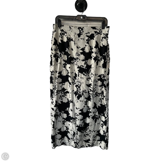 Skirt Midi By Loft In Black & Cream, Size: 8