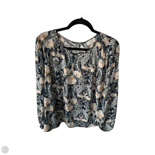 Top Long Sleeve By Loft In Green & Tan, Size: Xxl