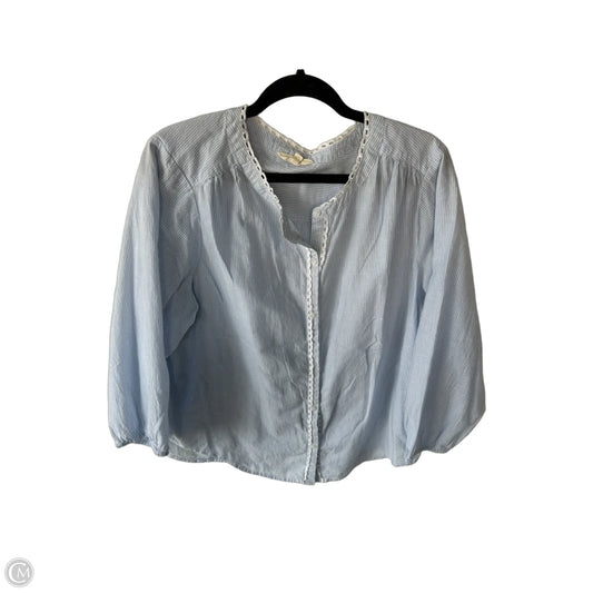 Top 3/4 Sleeve By Lucky Brand In Blue & White, Size: Xl
