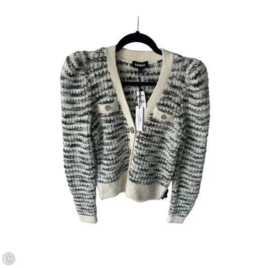 Sweater Cardigan By Express In Grey & White, Size: S