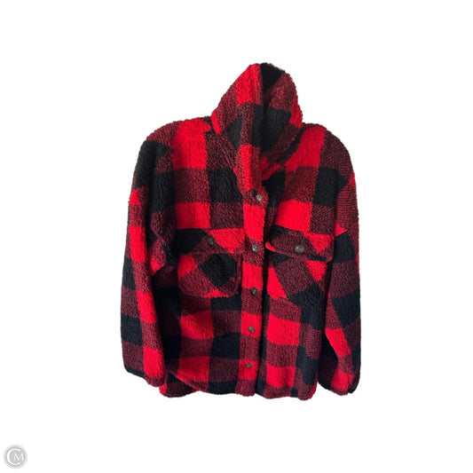 Jacket Faux Fur & Sherpa By Ci Sono In Black & Red, Size: L
