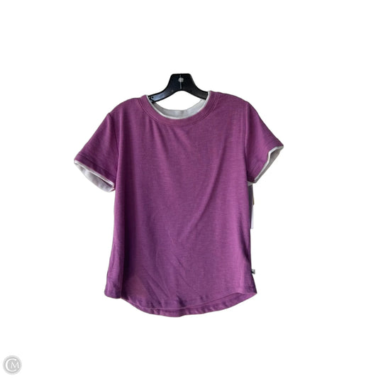 Top Short Sleeve By Eddie Bauer In Purple & White, Size: M