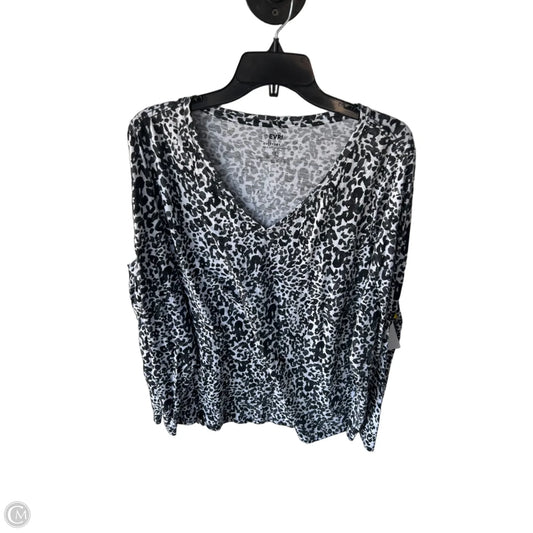 Top Long Sleeve By Evri In Grey & White, Size: 1x