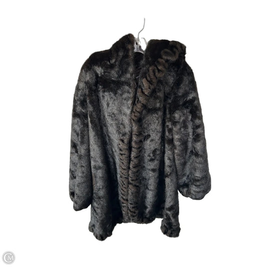 Coat Faux Fur & Sherpa By Jones New York In Black & Brown, Size: L