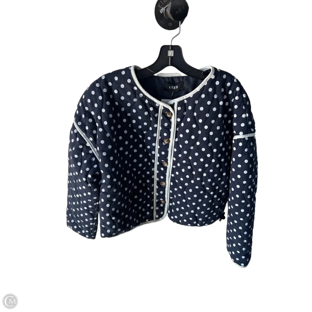 Jacket Puffer & Quilted By Cider In Blue & White, Size: M