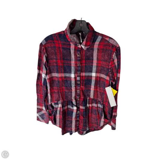 Top Long Sleeve By Free People In Blue & Red & White, Size: Xs
