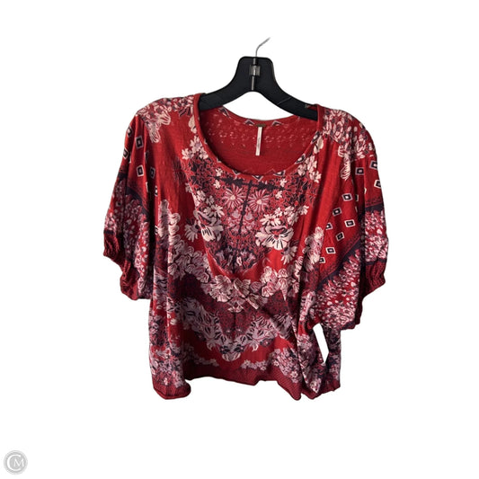 Top Short Sleeve By Free People In Purple & Red, Size: L