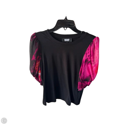 Top Short Sleeve By Dkny In Black & Pink, Size: S