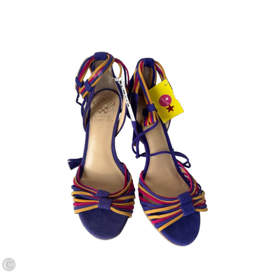 Sandals Heels Kitten By Vince Camuto In Purple & Yellow, Size: 6