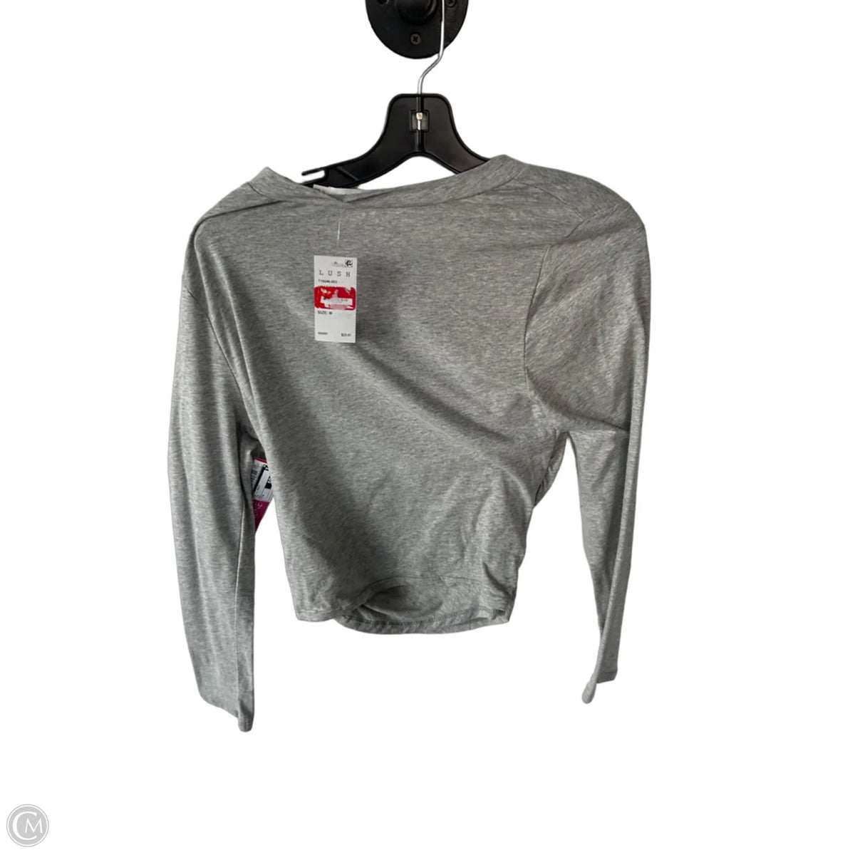 Top Long Sleeve Basic By Lush In Grey, Size: M