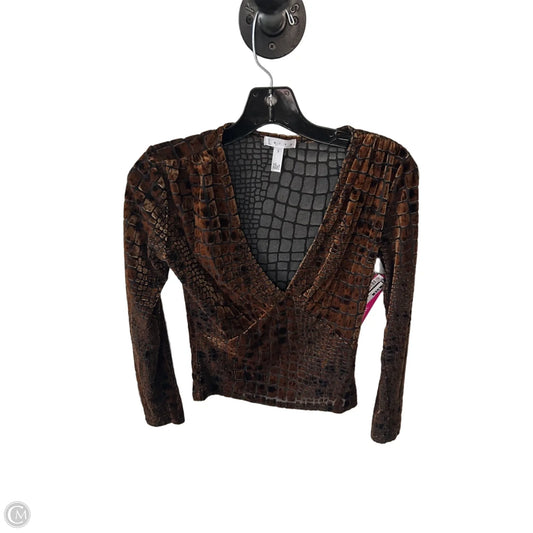 Top Long Sleeve By Leith In Black & Brown, Size: S