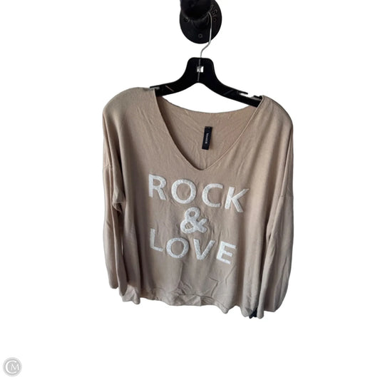 Sweater By Venti6 In Tan & White, Size: L