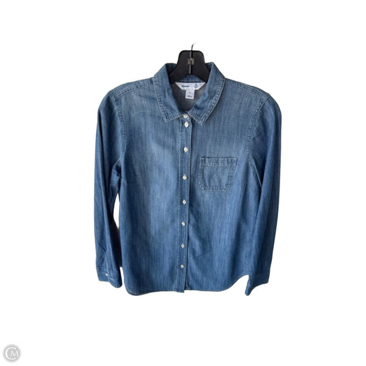 Top Long Sleeve By Old Navy In Blue Denim, Size: Xs
