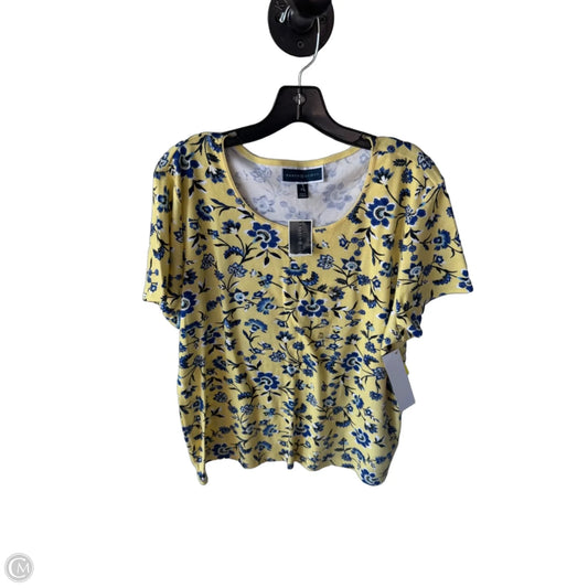 Top Short Sleeve Basic By Karen Scott In Blue & Yellow, Size: Xl