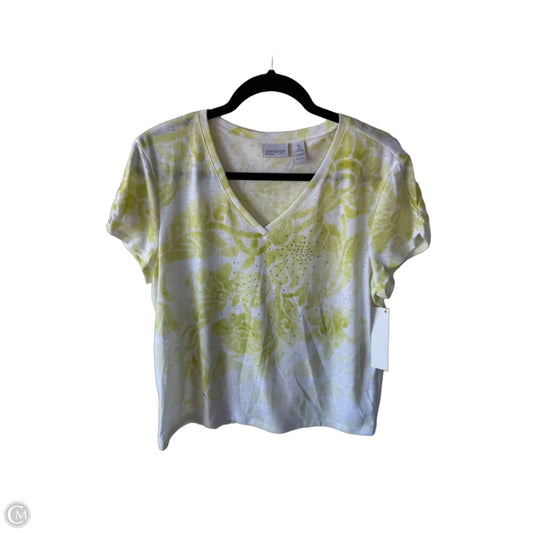 Top Short Sleeve By Chicos In Green & White, Size: Xl