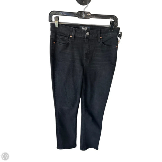 Jeans Straight By Paige In Black Denim, Size: 4