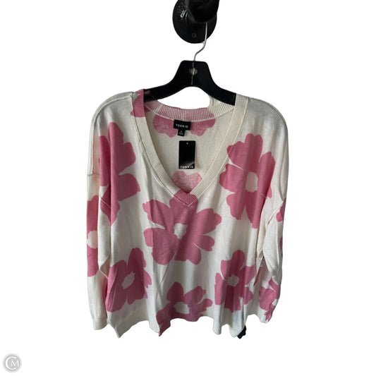 Sweater By Torrid In Cream & Pink, Size: L