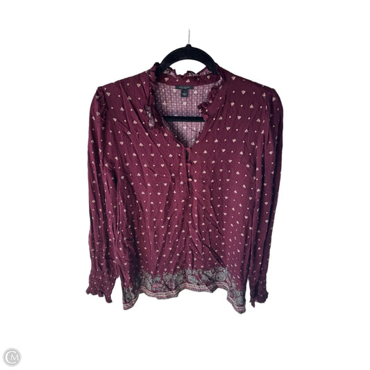 Top Long Sleeve By Ann Taylor In Red & Tan, Size: L