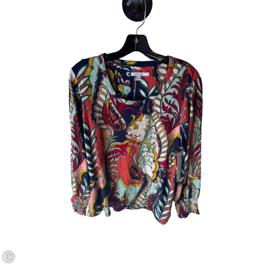 Top Long Sleeve By Chicos In Blue & Orange, Size: L