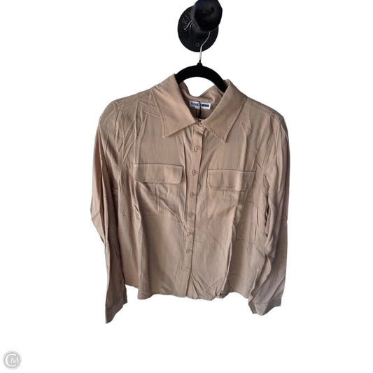Top Long Sleeve By Fashion Nova In Tan, Size: L