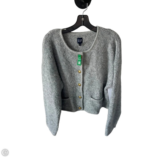 Sweater Cardigan By Gap In Grey, Size: L