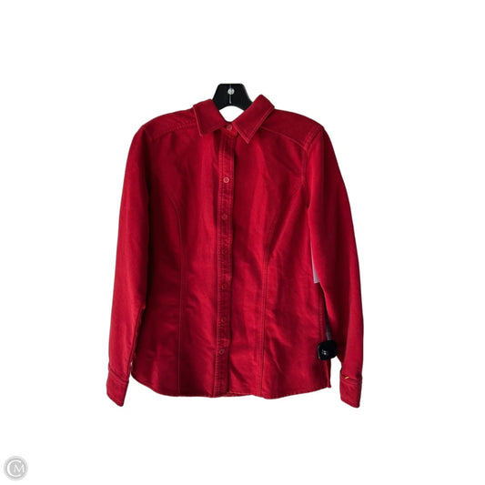 Jacket Shirt By Eddie Bauer In Red, Size: S