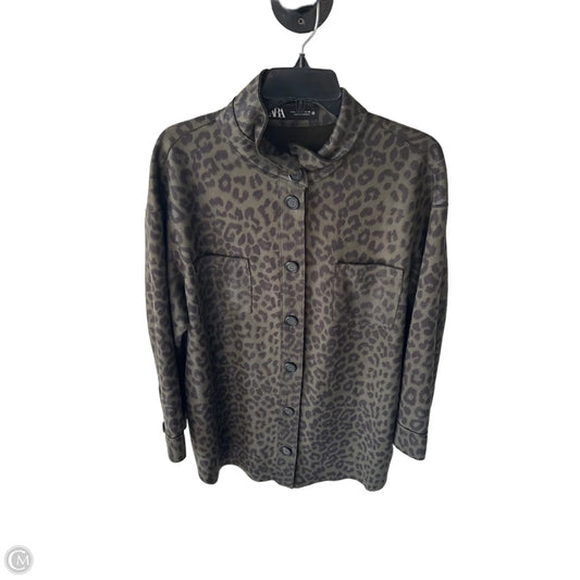 Jacket Shirt By Zara In Animal Print, Size: L