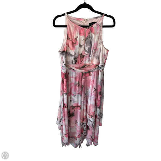 Dress Party Long By R And M Richards In Pink & White, Size: L