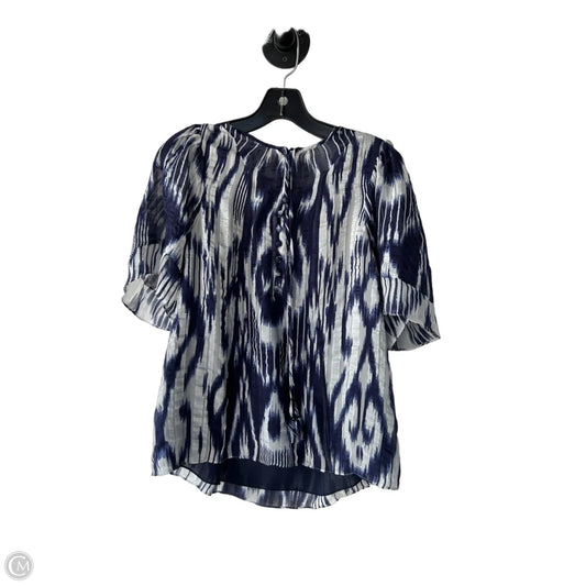 Top Short Sleeve By Rebecca Taylor In Blue & White, Size: L