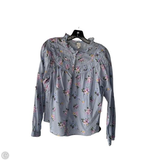 Top Long Sleeve By Rebecca Taylor In Blue & Purple, Size: L