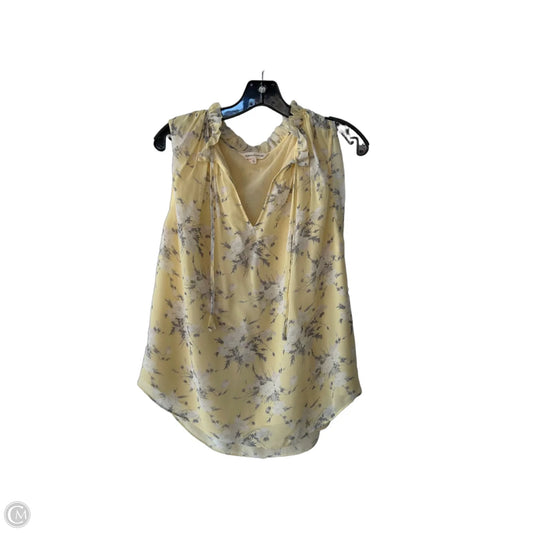 Top Sleeveless By Rebecca Taylor In Grey & Yellow, Size: M
